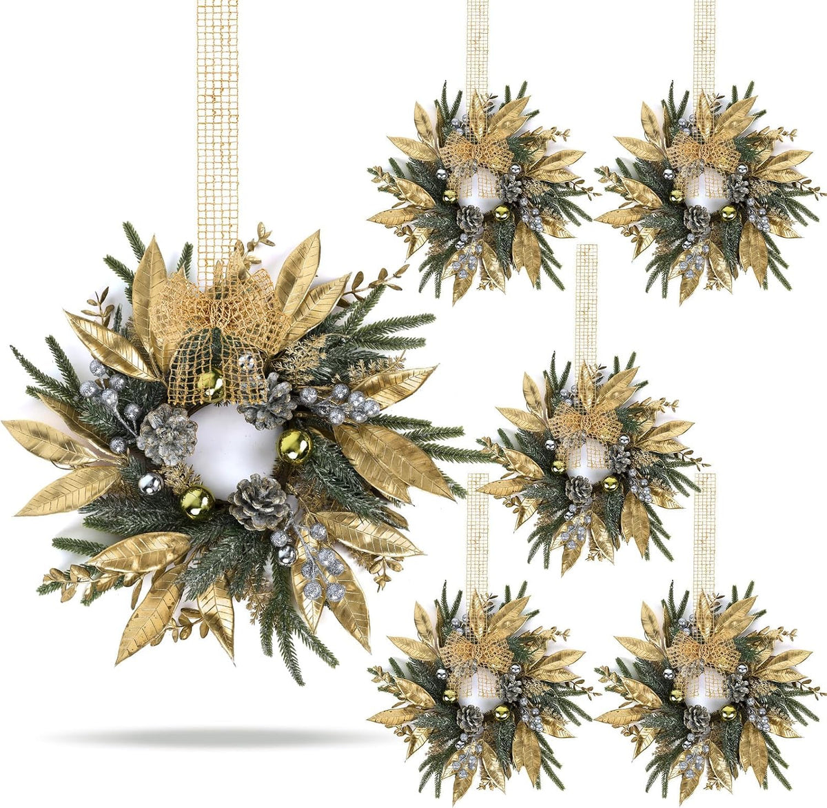 8 PCS Small Halloween Wreaths Mini Black Halloween Candle Rings | 6 Inch Halloween Cabinet Bows Wreaths, Hanging Wreath for Front Door Window Decoration Kitchen Cabinet Fireplace Home Decor