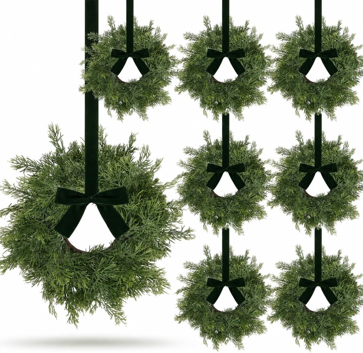 8 PCS Small Halloween Wreaths Mini Black Halloween Candle Rings | 6 Inch Halloween Cabinet Bows Wreaths, Hanging Wreath for Front Door Window Decoration Kitchen Cabinet Fireplace Home Decor