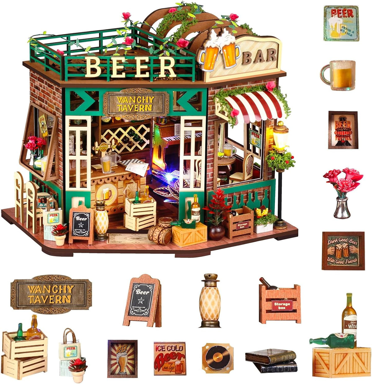 DIY Miniature House Kit- Miniature House Kit Adults Pet Shop | Tiny House Kit Tiny Home Kit Birthday Gifts 3D Wooden Puzzle Home Decoration, Book Nook Kit for Adults Dollhouse Booknook