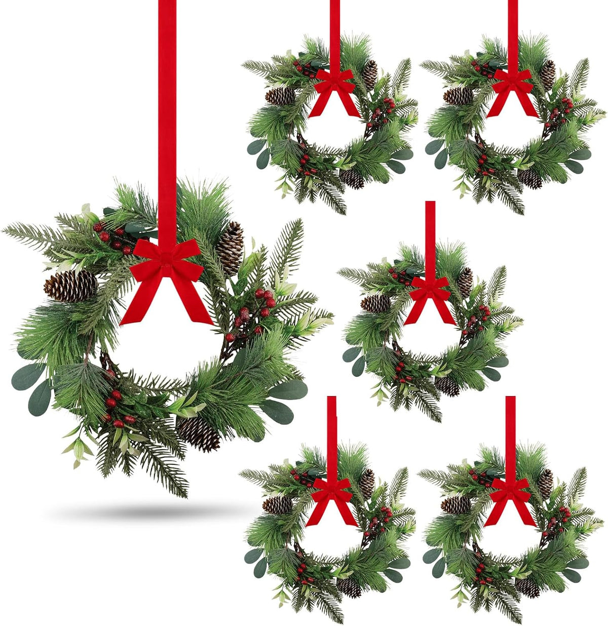 8 PCS Small Halloween Wreaths Mini Black Halloween Candle Rings | 6 Inch Halloween Cabinet Bows Wreaths, Hanging Wreath for Front Door Window Decoration Kitchen Cabinet Fireplace Home Decor