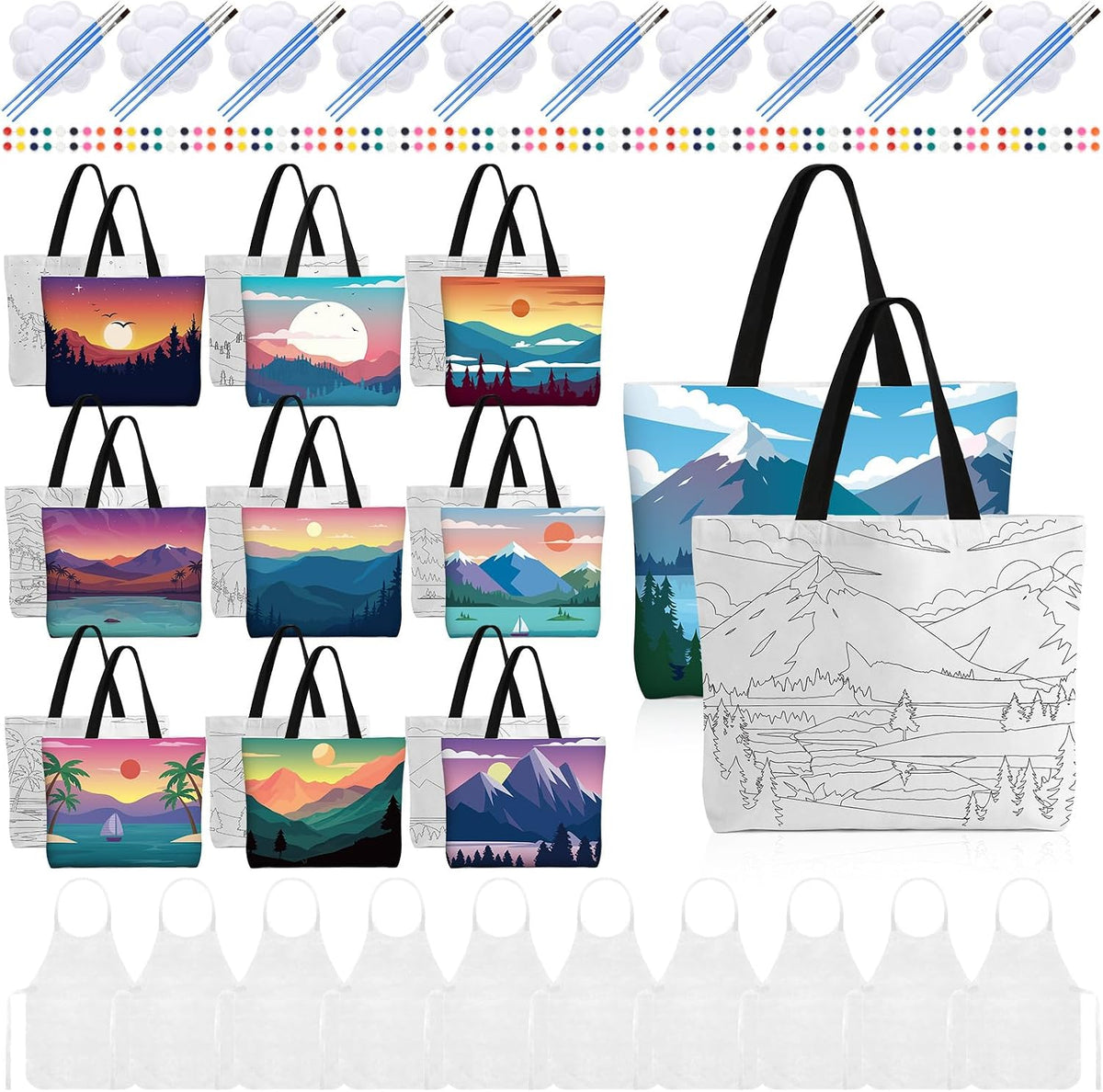 Paint and Sip Canvas Bags Pre Drawn Kit,Afro Queen | Includes Brushes Paints Apron Palette, Ready-to-paint Tote Bags for Adults Women, Complete DIY Art Party Supplies