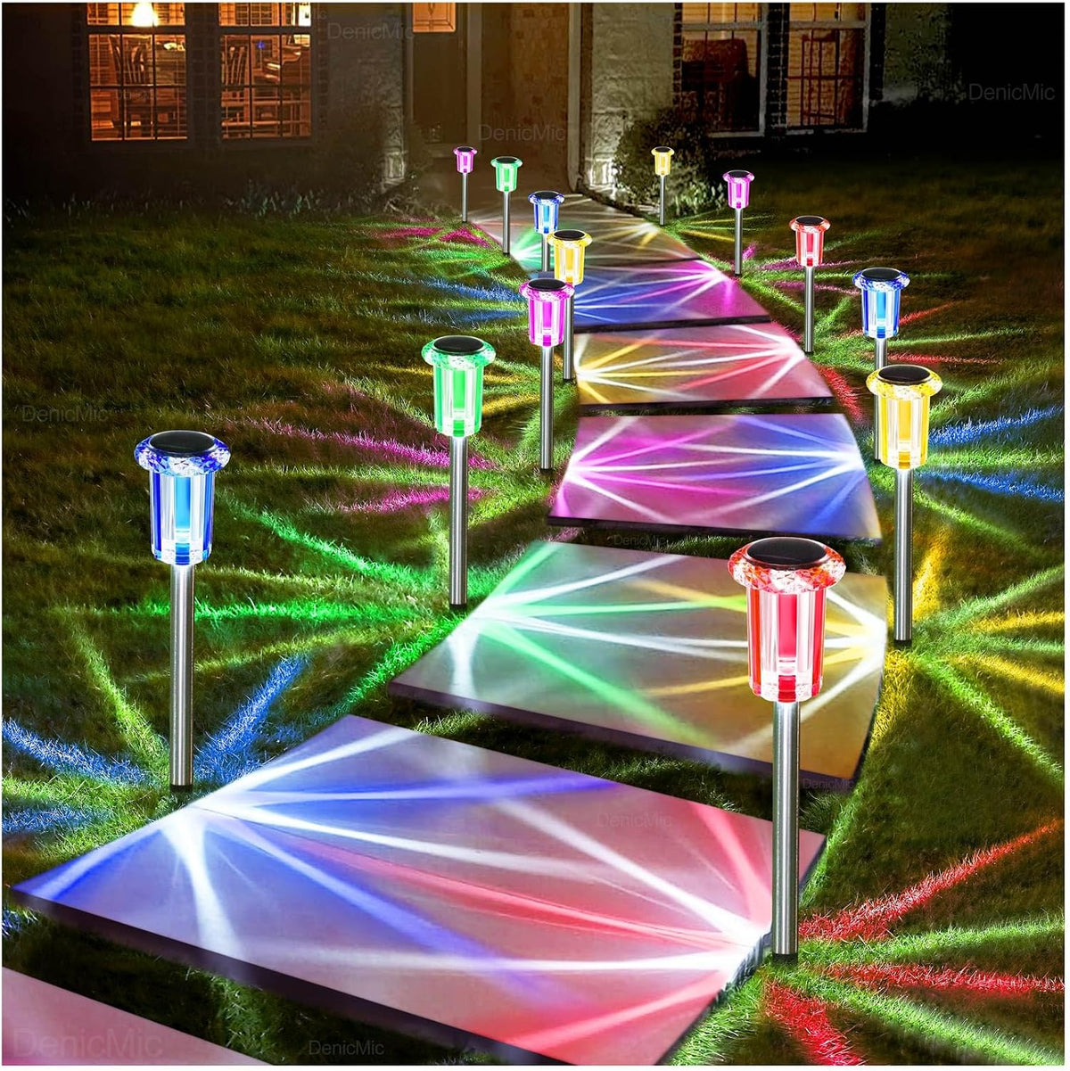 DenicMic Solar Halloween Lights Outdoor Waterproof 10 Pack Halloween Decor | Stake Lights for Yard Pathway Garden Patio Lawn Walkway Driveway, Auto On/Off Purple LED Halloween Decorations Outdoor