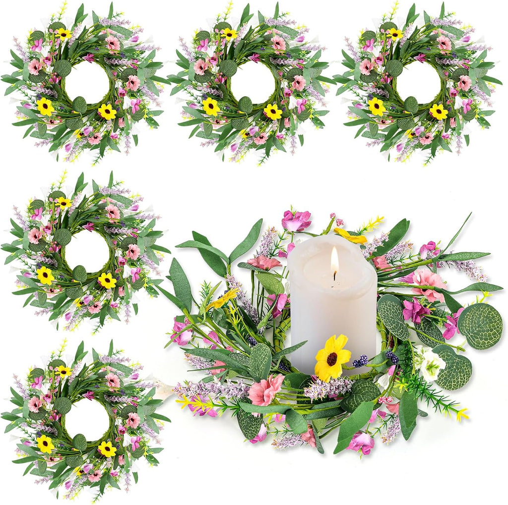 8 PCS Small Halloween Wreaths Mini Black Halloween Candle Rings | 6 Inch Halloween Cabinet Bows Wreaths, Hanging Wreath for Front Door Window Decoration Kitchen Cabinet Fireplace Home Decor