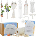 CULETCRAFT Macrame Kit for Beginners 153pc, 15 Projects Book, 164yd Cotton Macrame Cord, Wooden Beads & Sticks, Wooden & Metal Rings, Gift Box, Book & Accessories, Perfect Macrame Starter Kit