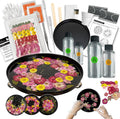 Auraeve All-in-One Resin Tray Craft Kit for Adults, Women, Crafter, Beige | 55Pcs Real Flowers, 10oz Pre-Measured Resin, 9.8 Metal Tray, 2 Person Protection, Hobby Activity, Gift, Beginner Friendly