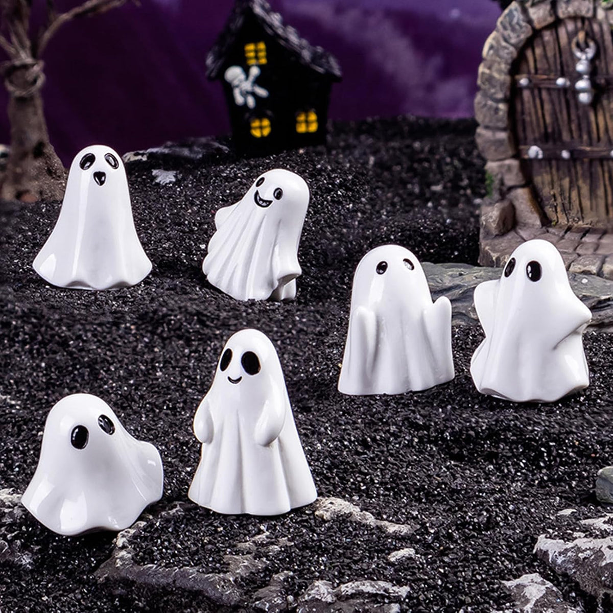 60pcs Mini Halloween Ghost Figurines, Small Ghost Figurines Halloween Decor | Miniature Spooky Tiny Sculptures for Tiered Tray Cake Topper Halloween Party Spooky Theme Holiday Celebration Supplies