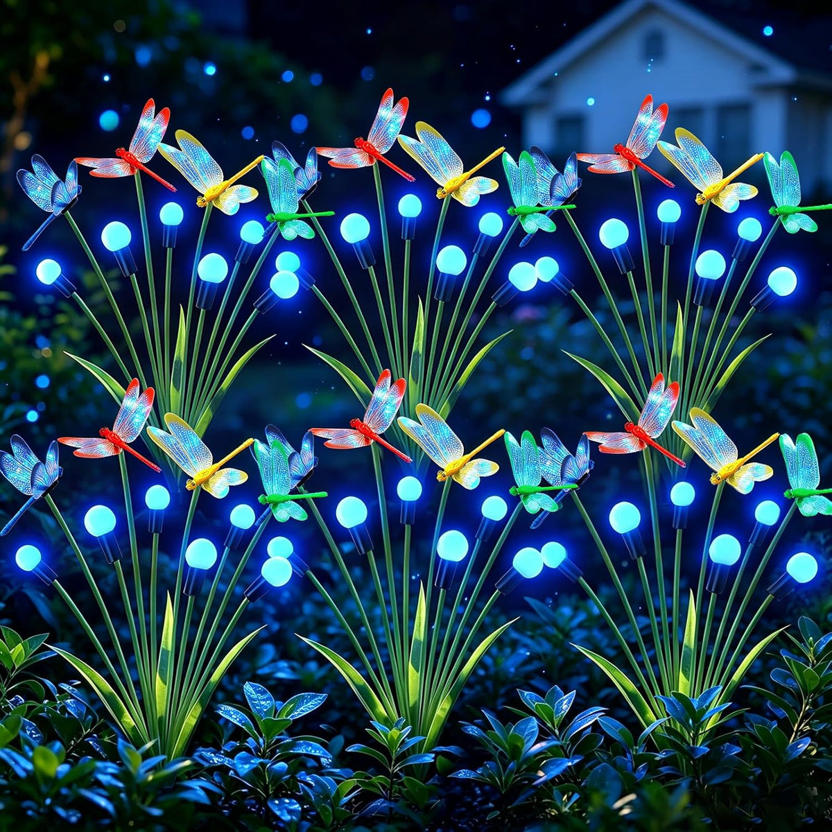 VOOKRY 4 Pack Halloween Decorations Outdoor, 24 LED Solar Firefly Lights Outdoor Waterproof Swaying Scary Solar Halloween Lights for Yard Garden Pathway Lawn Party Decor, Orange & Purple