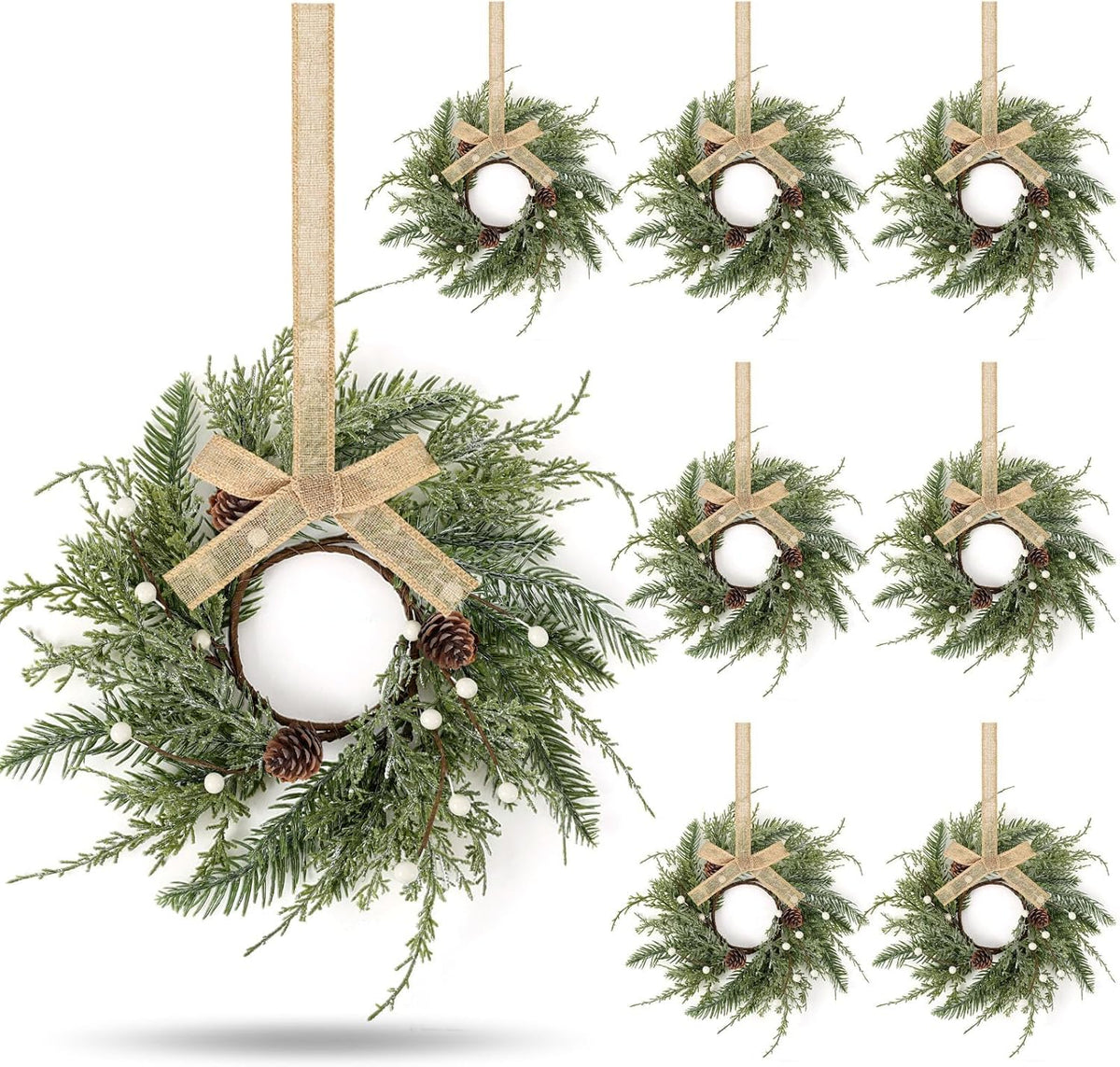 8 PCS Small Halloween Wreaths Mini Black Halloween Candle Rings | 6 Inch Halloween Cabinet Bows Wreaths, Hanging Wreath for Front Door Window Decoration Kitchen Cabinet Fireplace Home Decor