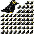 50 Pcs Mini Resin Figures Crow Set for Halloween Gothic Scene Decorations, Black with Yellow Eyes, Realistic Detailing, Small Crow Ornaments for Micro Landscapes and Haunted Displays