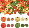 CONCHLERY 64Pcs 3 Sizes Resin Artificial Mini Pumpkin 12 Colors Fake Pumpkins for Fall Thanksgiving Decor Halloween Harvest DIY Craft Home Table Ornaments
