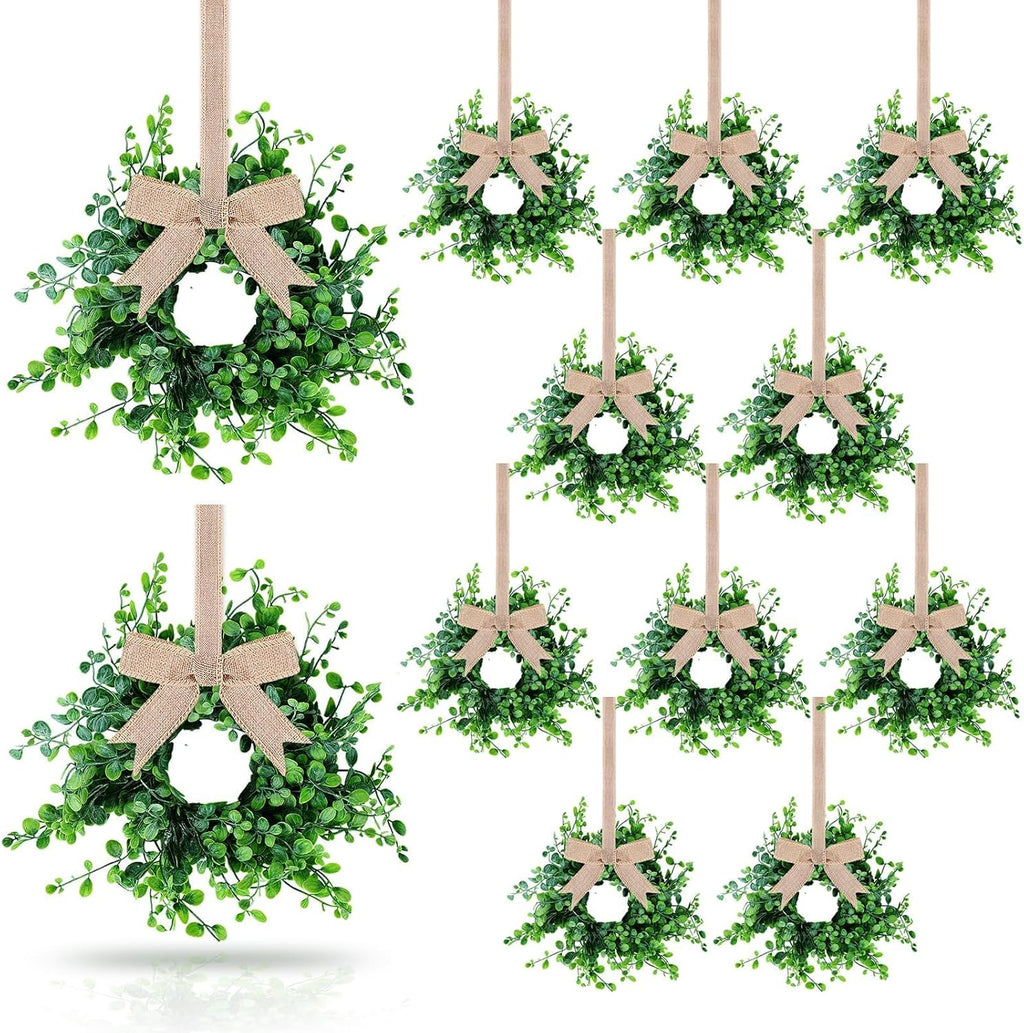 8 PCS Small Halloween Wreaths Mini Black Halloween Candle Rings | 6 Inch Halloween Cabinet Bows Wreaths, Hanging Wreath for Front Door Window Decoration Kitchen Cabinet Fireplace Home Decor