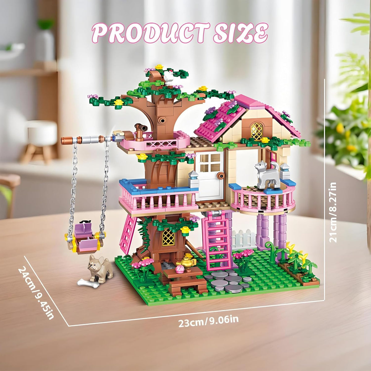 Myth Qholve Dream Cottage Forest Building Set 504 Pcs | 3D Treehouse Model Kit for Adults DIY 3D Puzzle Architecture Craft for Hobbyist Teens Home Office Decor Display Gift