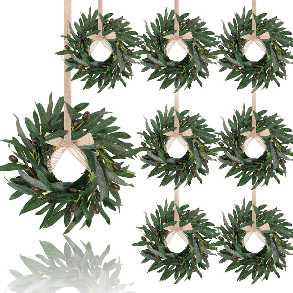 8 PCS Small Halloween Wreaths Mini Black Halloween Candle Rings | 6 Inch Halloween Cabinet Bows Wreaths, Hanging Wreath for Front Door Window Decoration Kitchen Cabinet Fireplace Home Decor