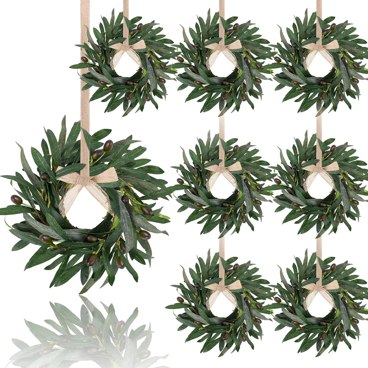 8 PCS Small Halloween Wreaths Mini Black Halloween Candle Rings | 6 Inch Halloween Cabinet Bows Wreaths, Hanging Wreath for Front Door Window Decoration Kitchen Cabinet Fireplace Home Decor