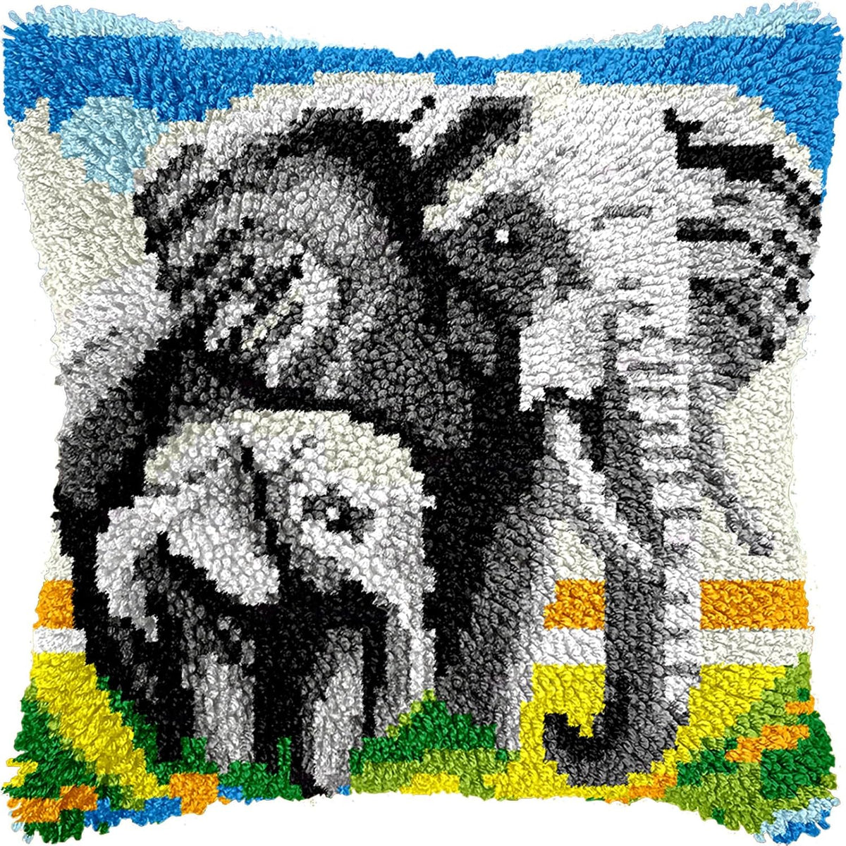 Colorful Cat Latch Hook Pillow Kits for Adults Beginner, Pre-printed Canvas | All-in-One Pets Latch Hook Rug Kit, Easy DIY Cushion Pillowcase Craft Gift Relaxing Hobby for Home Decor