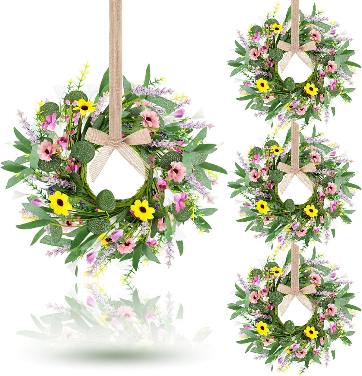8 PCS Small Halloween Wreaths Mini Black Halloween Candle Rings | 6 Inch Halloween Cabinet Bows Wreaths, Hanging Wreath for Front Door Window Decoration Kitchen Cabinet Fireplace Home Decor