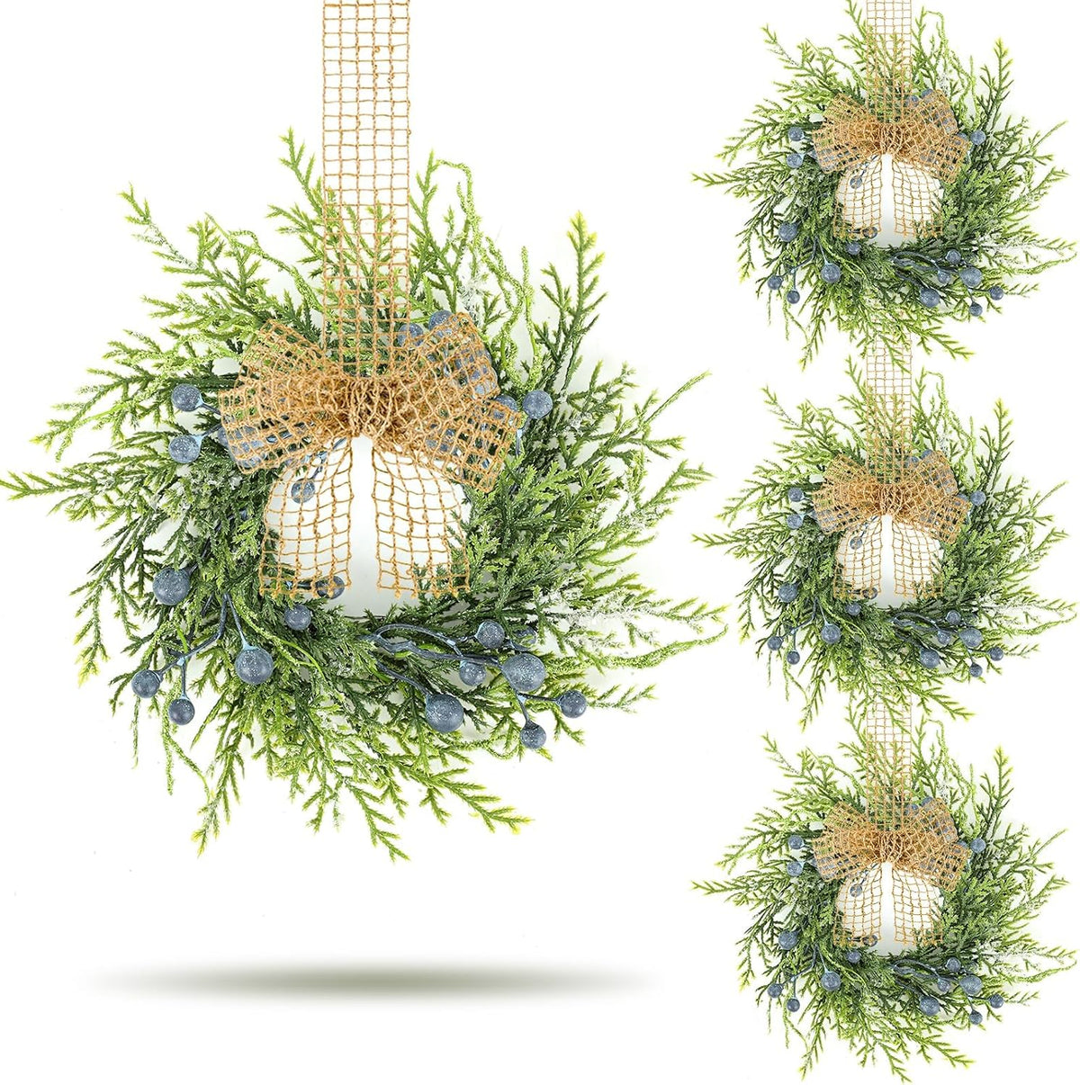 8 PCS Small Halloween Wreaths Mini Black Halloween Candle Rings | 6 Inch Halloween Cabinet Bows Wreaths, Hanging Wreath for Front Door Window Decoration Kitchen Cabinet Fireplace Home Decor