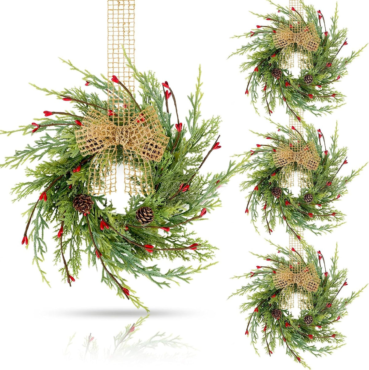 8 PCS Small Halloween Wreaths Mini Black Halloween Candle Rings | 6 Inch Halloween Cabinet Bows Wreaths, Hanging Wreath for Front Door Window Decoration Kitchen Cabinet Fireplace Home Decor