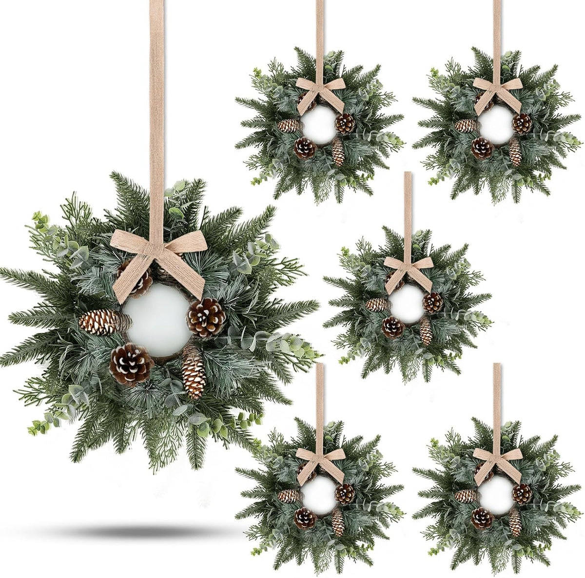 8 PCS Small Halloween Wreaths Mini Black Halloween Candle Rings | 6 Inch Halloween Cabinet Bows Wreaths, Hanging Wreath for Front Door Window Decoration Kitchen Cabinet Fireplace Home Decor
