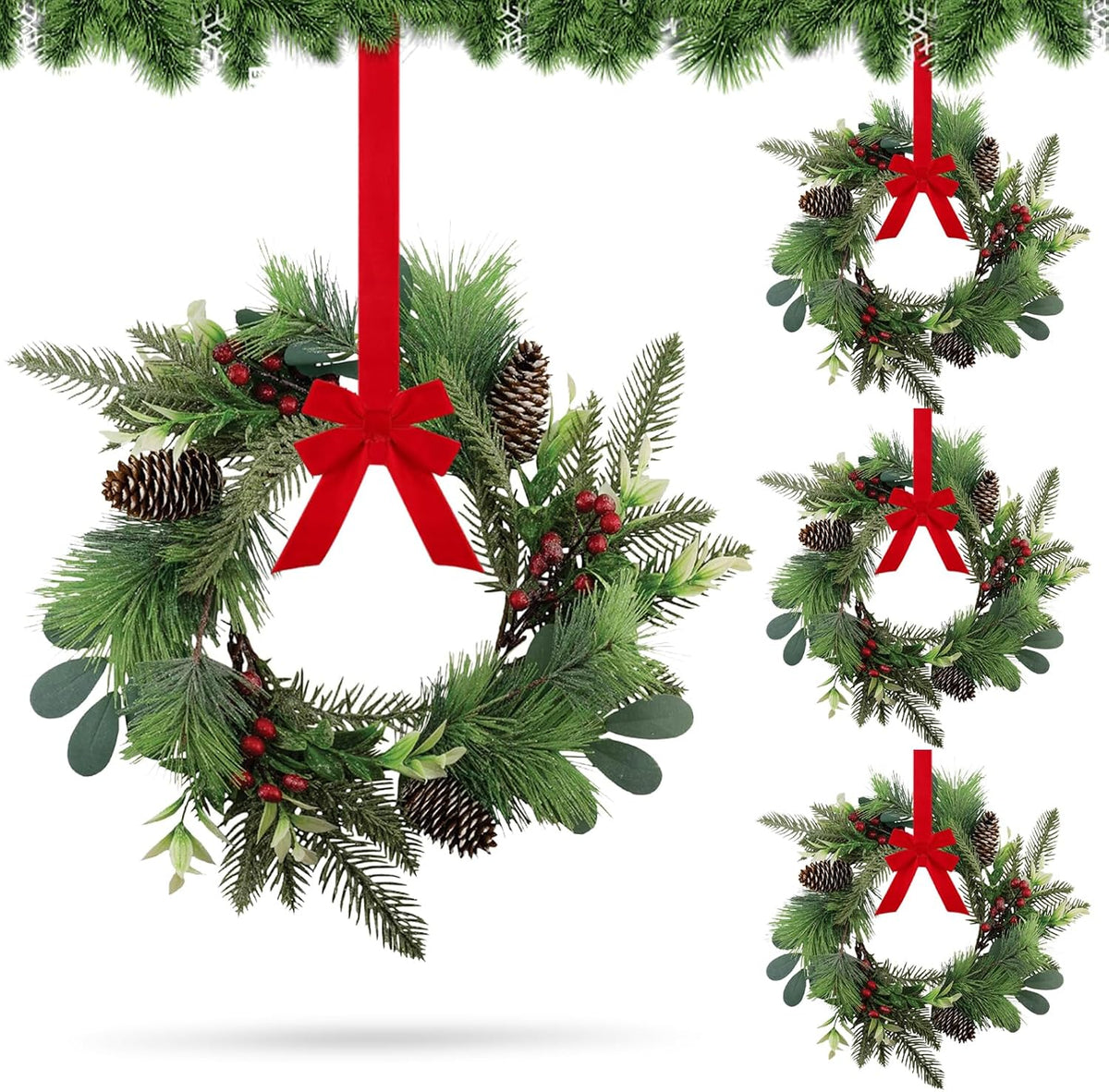 8 PCS Small Halloween Wreaths Mini Black Halloween Candle Rings | 6 Inch Halloween Cabinet Bows Wreaths, Hanging Wreath for Front Door Window Decoration Kitchen Cabinet Fireplace Home Decor