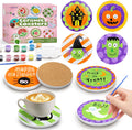 goldentime DIY Mug Painting Kit for Adults Kids with 2 Paintable Ceramic Mugs 12 Safe Paints, 2 Brushes & Ceramic Pen, Creative Crafts for Halloween, Christmas & Valentine's Day Gifts