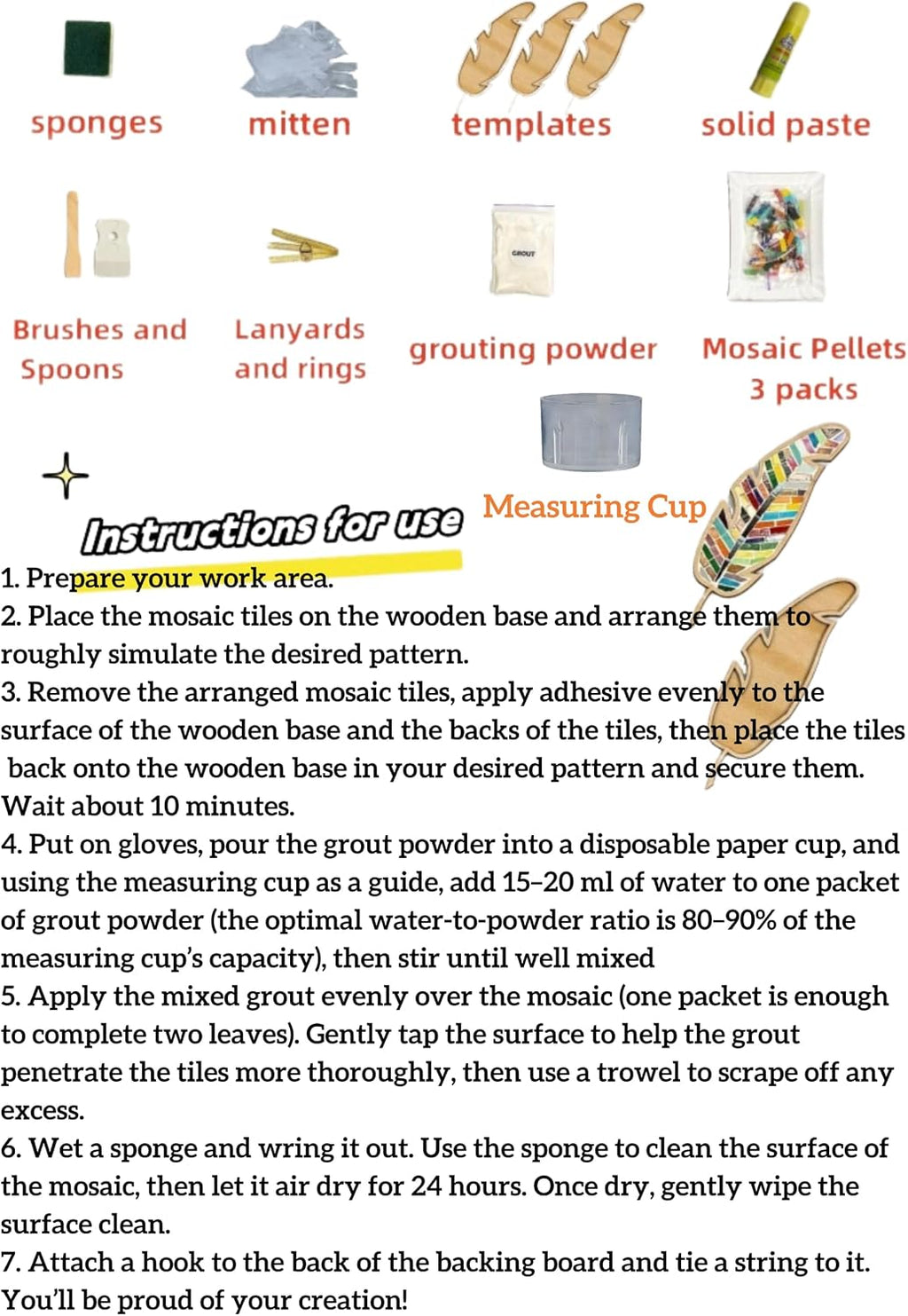 ZengHBY Mosaic Craft Kits for Adults Porcelain Tile Mixed Colour