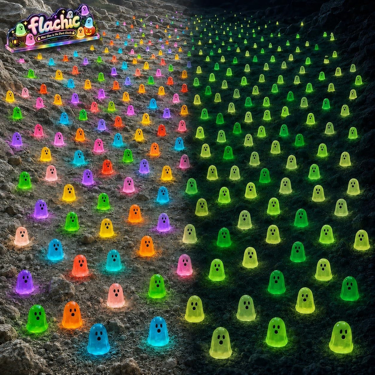 20/30/50/100/200/500pcs Mini Resin Ghosts Glow in the Dark Halloween Bulk | Tiny Positive Luminous Figures Little Spooky Glowing Cute Party Favors Toys Ornaments Gifts Statue Charms Small Figurines