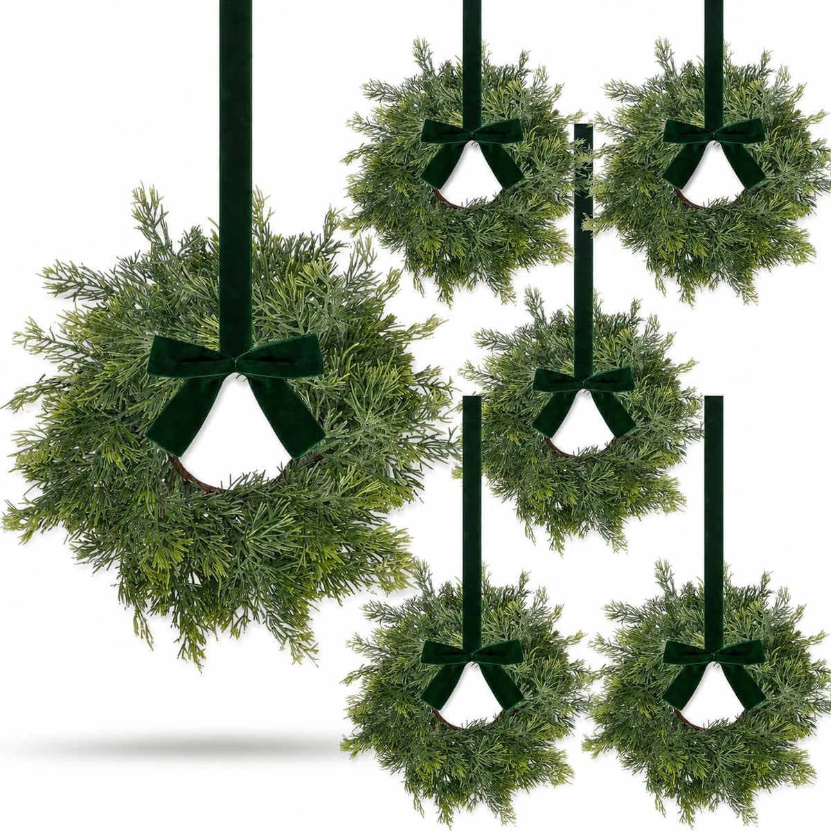 8 PCS Small Halloween Wreaths Mini Black Halloween Candle Rings | 6 Inch Halloween Cabinet Bows Wreaths, Hanging Wreath for Front Door Window Decoration Kitchen Cabinet Fireplace Home Decor