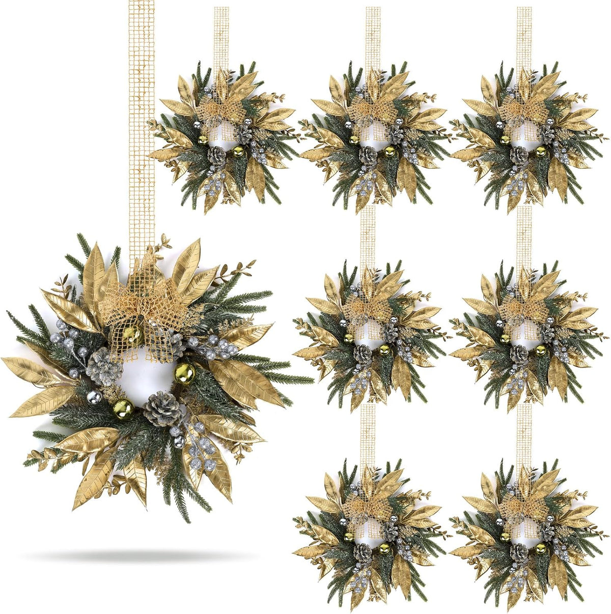 8 PCS Small Halloween Wreaths Mini Black Halloween Candle Rings | 6 Inch Halloween Cabinet Bows Wreaths, Hanging Wreath for Front Door Window Decoration Kitchen Cabinet Fireplace Home Decor