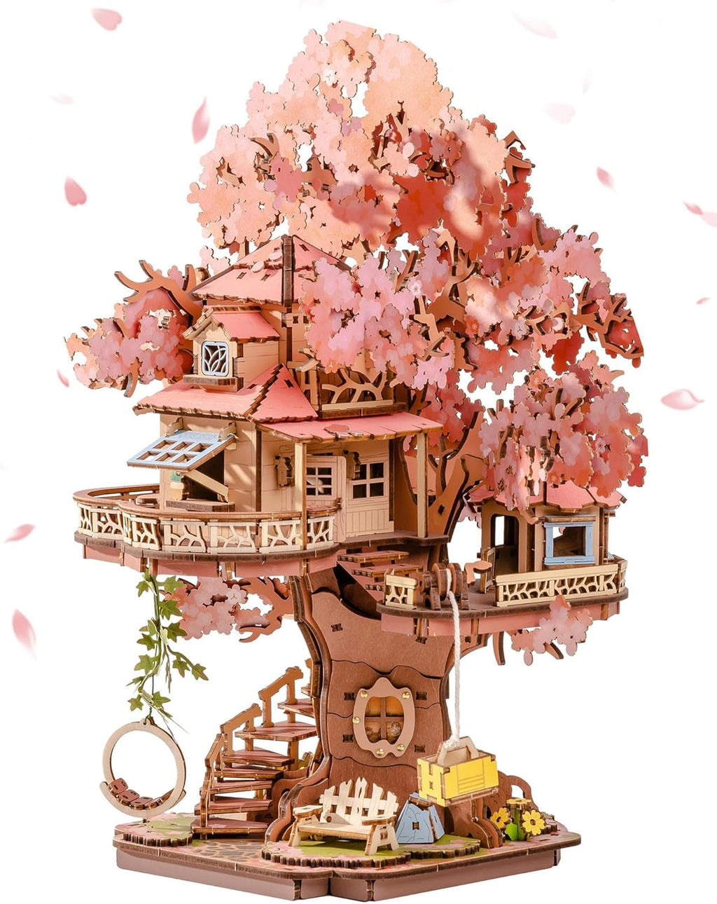 DIY Miniature House Kits Sakura Tree House 12 3D Wooden Puzzles | Japanese Cherry Blossom Bonsai Model Building Kit, Wooden Craft Home Decor Gift for Adults Family
