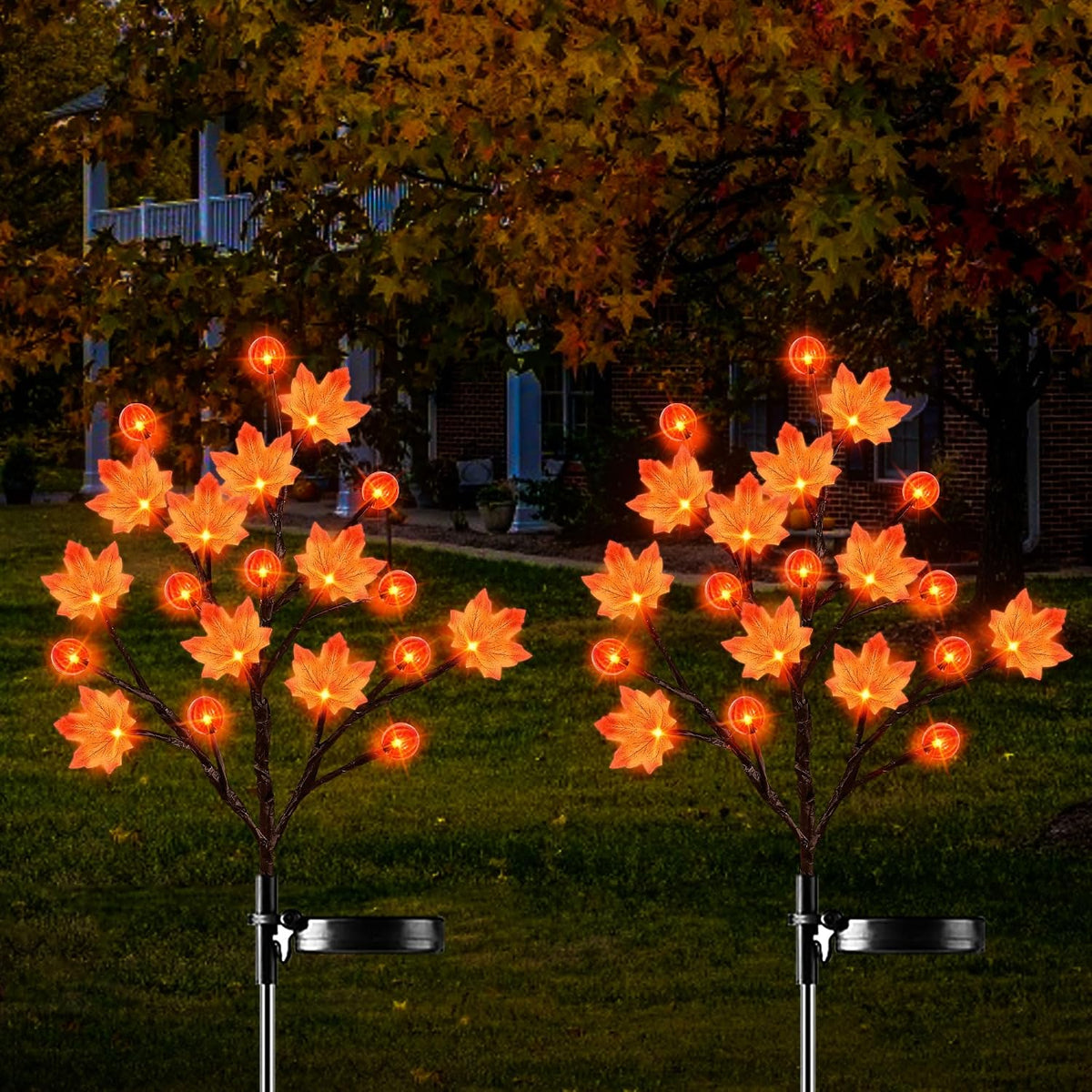 Halloween Decorations Outdoor Solar Lights, 2 Pack Halloween Lights Outdoor Solar Lights Waterproof with 20 LED Ghosts Bats Spiders Pumpkin Light, 8 Modes Solar Pathway Lights for Halloween's Decor