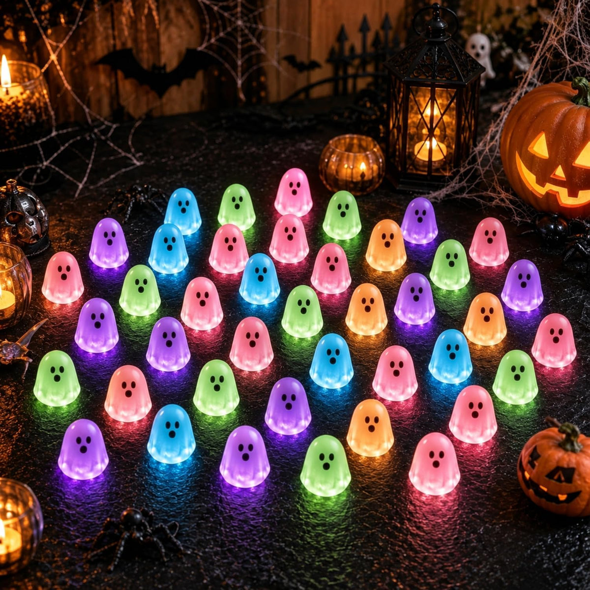 Glow in The Dark Mini Ghosts, Glow Ghost Beads，160PC | Glow in the Dark Ghost Figurines, Perfect Halloween Party Ornaments, Small Resin Figures for Micro Landscapes