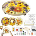 Auraeve All-in-One Resin Tray Craft Kit for Adults, Women, Crafter, Beige | 54Pcs Real Flowers, 13.2oz Pre-Measured Resin, 11.8 Metal Tray, 2 Person Protection, Hobby Activity, Gift, Pro Vision