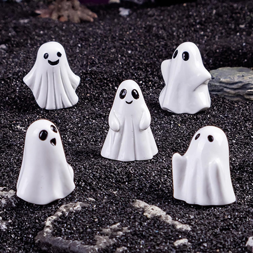 60pcs Mini Halloween Ghost Figurines, Small Ghost Figurines Halloween Decor | Miniature Spooky Tiny Sculptures for Tiered Tray Cake Topper Halloween Party Spooky Theme Holiday Celebration Supplies