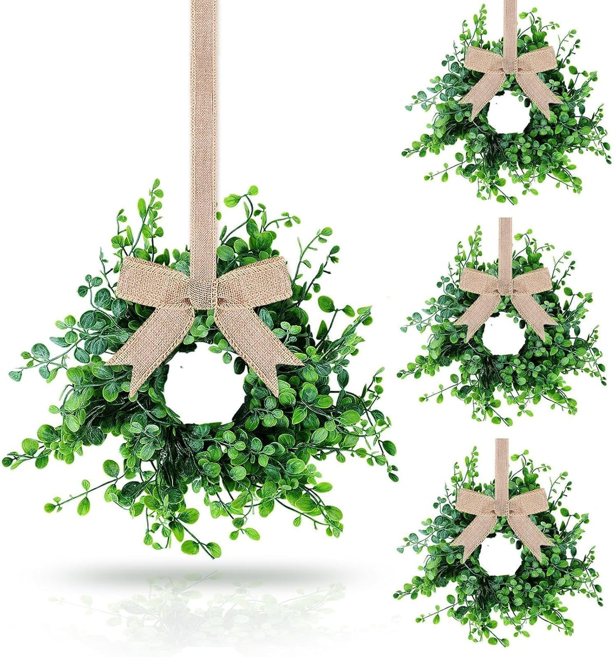 8 PCS Small Halloween Wreaths Mini Black Halloween Candle Rings | 6 Inch Halloween Cabinet Bows Wreaths, Hanging Wreath for Front Door Window Decoration Kitchen Cabinet Fireplace Home Decor