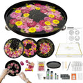 Auraeve All-in-One Resin Tray Craft Kit for Adults, Women, Crafter, Beige | 55Pcs Real Flowers, 10oz Pre-Measured Resin, 9.8 Metal Tray, 2 Person Protection, Hobby Activity, Gift, Beginner Friendly