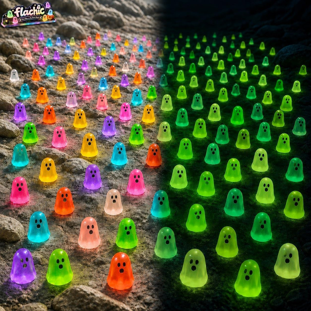 20/30/50/100/200/500pcs Mini Resin Ghosts Glow in the Dark Halloween Bulk | Tiny Positive Luminous Figures Little Spooky Glowing Cute Party Favors Toys Ornaments Gifts Statue Charms Small Figurines