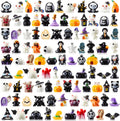 Leitee 100 Pcs Halloween Mini Resin Figurines | 50 Styles with Pumpkins, Ghosts, Skulls and Bats for Dollhouses, Gardens, Party Favors and Crafts