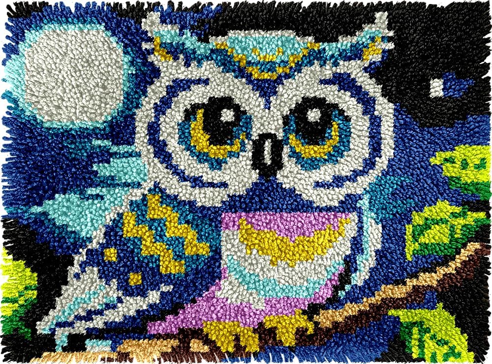 Colorful Cat Latch Hook Pillow Kits for Adults Beginner, Pre-printed Canvas | All-in-One Pets Latch Hook Rug Kit, Easy DIY Cushion Pillowcase Craft Gift Relaxing Hobby for Home Decor