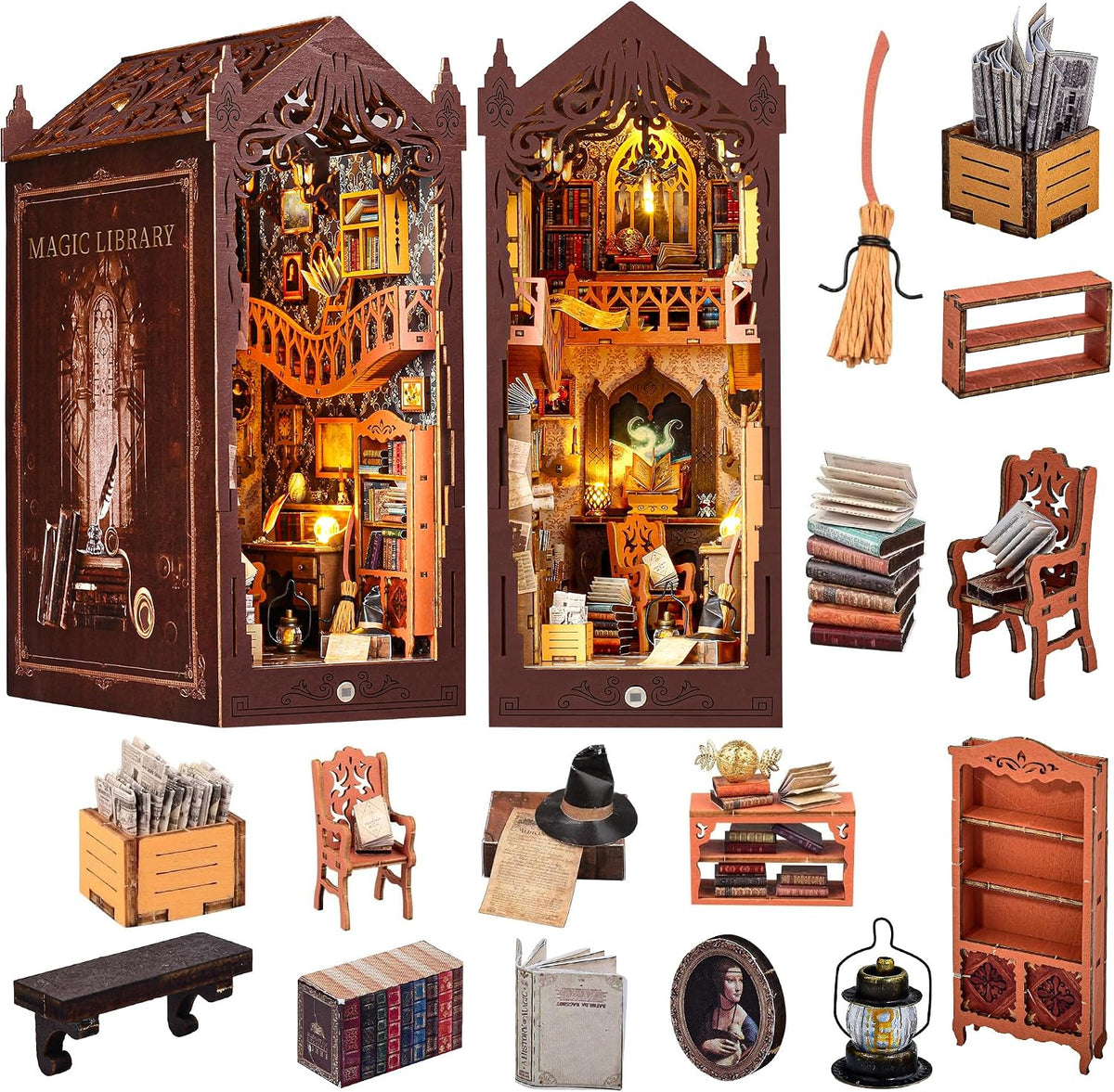 DIY Miniature House Kit- Miniature House Kit Adults Pet Shop | Tiny House Kit Tiny Home Kit Birthday Gifts 3D Wooden Puzzle Home Decoration, Book Nook Kit for Adults Dollhouse Booknook