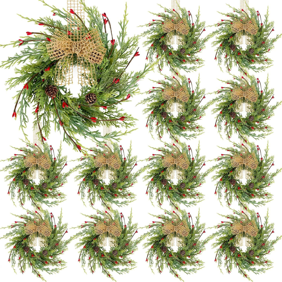 8 PCS Small Halloween Wreaths Mini Black Halloween Candle Rings | 6 Inch Halloween Cabinet Bows Wreaths, Hanging Wreath for Front Door Window Decoration Kitchen Cabinet Fireplace Home Decor