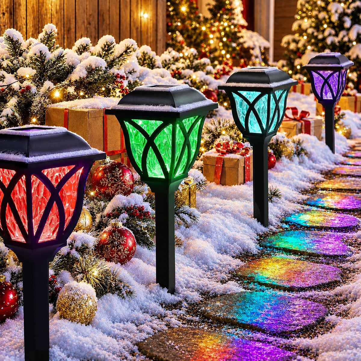 GIGALUMI 6 Pack Solar Lights Outdoor Waterproof, LED Solar Garden Lights | Outdoor Decorations, Garden Decor for Yard, Patio, Landscape, Planter, Walkway (Warm White)
