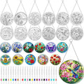 HUIGENMY 36PCS Suncatcher Craft Kit, DIY Stained Glass Art for Adults | 12 Acrylic Suncatchers with 24 Markers, Stained Glass Nature Landscape Art Crafts for Home Window Decor, Creative Hobby Gift
